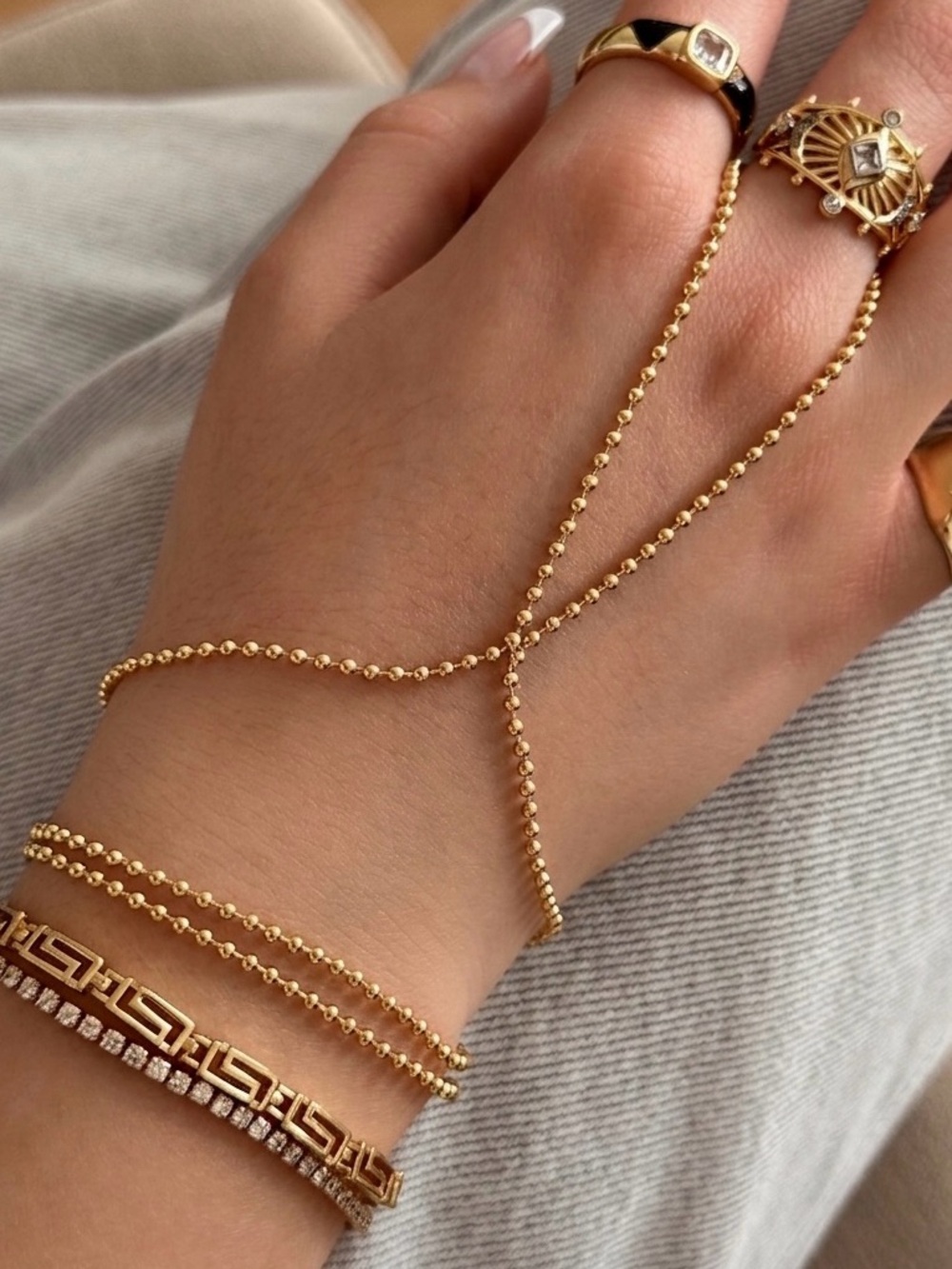 3/$40! 14K Gold Plated Rhodium Hand Chain Minimalist Finger-to-Wrist Bracelet